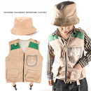 Children Outdoor Adventure Clothes Set Vest Fisherman Hat Camping Hiking