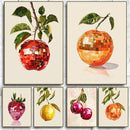 Retro Fruit Disco Ball Poster Citrus Apple Strawberry Canvas Art