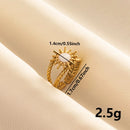 Bohemian Adjustable Stainless Steel Ring White Enamel Gold Color