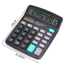 12 Digit Calculator Solar Battery Dual Power Large LCD Display