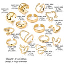 15Pcs Metal Rings Set Irregular Lines Water Droplet Design