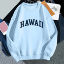 Hawaii Print Women Hoodies Oversized Vintage Round Neck Sweatshirt