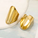 Gold Texture Stainless Steel Adjustable Geometric Rings For Women