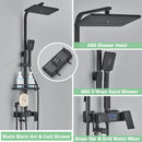 Black Digital Thermostatic Shower Faucet Rainfall Mixer Tap With Shelf