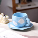 Clouds Ceramic Coffee Cups With Saucers Irregular Dessert Plates Set