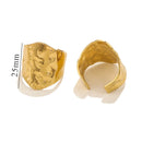Gold Texture Stainless Steel Adjustable Geometric Rings For Women