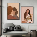 Abstract Boho Wall Art Canvas Nordic Girl Flowers Cactus Prints