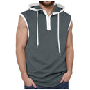 Mens Sleeveless Hoodie Slim Fit Cotton Fitness Sports Tank Top