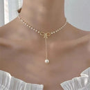 Women's Pearl Necklace Gold Beads Double Layer Chain Choker