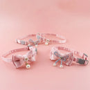 Pet Collar Pink Lace Bow Bell Adjustable Cat Dog Accessories