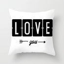 Black And White Geometric Cushion Cover Cube Letter Print Sofa Pillow