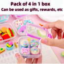 QIANKONG Cute Bento Box Eraser Set For Kids School Supplies