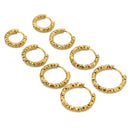 6pcs Stainless Steel Hoop Earrings Round Embossed Jewelry Set