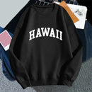 Hawaii Print Women Hoodies Oversized Vintage Round Neck Sweatshirt