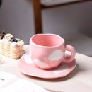 Clouds Ceramic Coffee Cups With Saucers Irregular Dessert Plates Set
