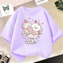 Girls Strawberry Milk Shake T-shirt Cute Pink Cartoon Short Sleeve Tee