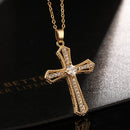 Zircon Cross Necklace Stainless Steel Pendant Shiny Hip Hop Jewelry