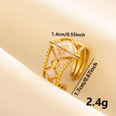 Bohemian Adjustable Stainless Steel Ring White Enamel Gold Color