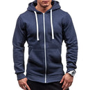 Mens Zip Hooded Sweatshirt Jacket Solid Colour Casual Lightweight Top