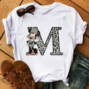 26 Letter Printed Women T-shirts Casual Graphic Summer Short Sleeve Tops