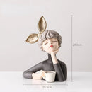 Creative Bow Girl Resin Vase Statue Decoration For Living Room Bedroom