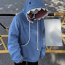 Shark Sweatshirt Blue Hooded Long Sleeve Cartoon Animal Pullover