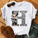 26 Letter Printed Women T-shirts Casual Graphic Summer Short Sleeve Tops