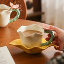 Ceramic Coffee Mug With Butterfly Floral Plate And Spoon Set