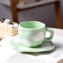 Clouds Ceramic Coffee Cups With Saucers Irregular Dessert Plates Set