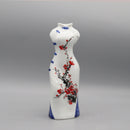 Hand Painted Ceramic Cheongsam Figurine Small Elegant Vase Decor
