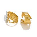 Gold Texture Stainless Steel Adjustable Geometric Rings For Women