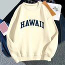 Hawaii Print Women Hoodies Oversized Vintage Round Neck Sweatshirt