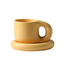 400ml Handmade Ceramic Mug Nordic Oval Plate Cup Saucer Set
