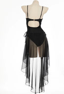 Gothic One-Piece Swimsuit Women Butterfly Lace-Up Cutout Swimwear