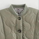 Women Padded Jacket Leopard Print Cotton Quilted Warm Puffer Coat
