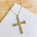 Zircon Cross Necklace Stainless Steel Pendant Shiny Hip Hop Jewelry