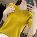 Women Short-Sleeved Knitwear Top O-Neck Lyocell Summer Tee