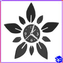 40Cm DIY Acrylic Mirror Wall Clock Sticker Flower Leaf Design