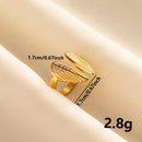 Bohemian Adjustable Stainless Steel Ring White Enamel Gold Color