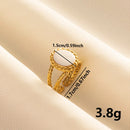 Bohemian Adjustable Stainless Steel Ring White Enamel Gold Color