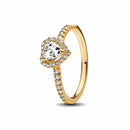 Pink Bow Heart Ring Sparkling Double Heart Design For Women