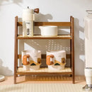 2 Layer Bamboo Storage Rack Kitchen Spice Shelf Organizer Counter