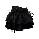 Women Mini Denim Skirt Vintage Y2k Ruffle Bow A-Line Jean Skirt