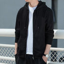 Men's Casual Hooded Sweatshirt Loose Zip Up Sport Jacket Solid Color