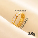 Bohemian Adjustable Stainless Steel Ring White Enamel Gold Color