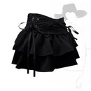 Women Mini Denim Skirt Vintage Y2k Ruffle Bow A-Line Jean Skirt