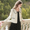 Women Vintage Lace Cardigan Elegant White Short French Style Jacket