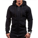 Mens Zip Hooded Sweatshirt Jacket Solid Colour Casual Lightweight Top
