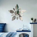 40Cm DIY Flower Leaf Mirror Acrylic Mirror Wall Clock Sticker Quartz Clocks Living Room Decor Watch Home Decor Sticker B Durable