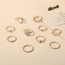 Women’s Gold Chain Ring Set 10Pcs Bohemian Coin Snake Star Jewelry